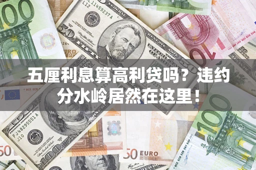 武汉五厘利息算高利贷吗？违约分水岭居然在这里！