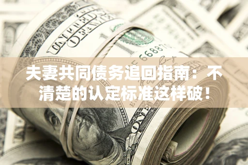 武汉夫妻共同债务追回指南：不清楚的认定标准这样破！